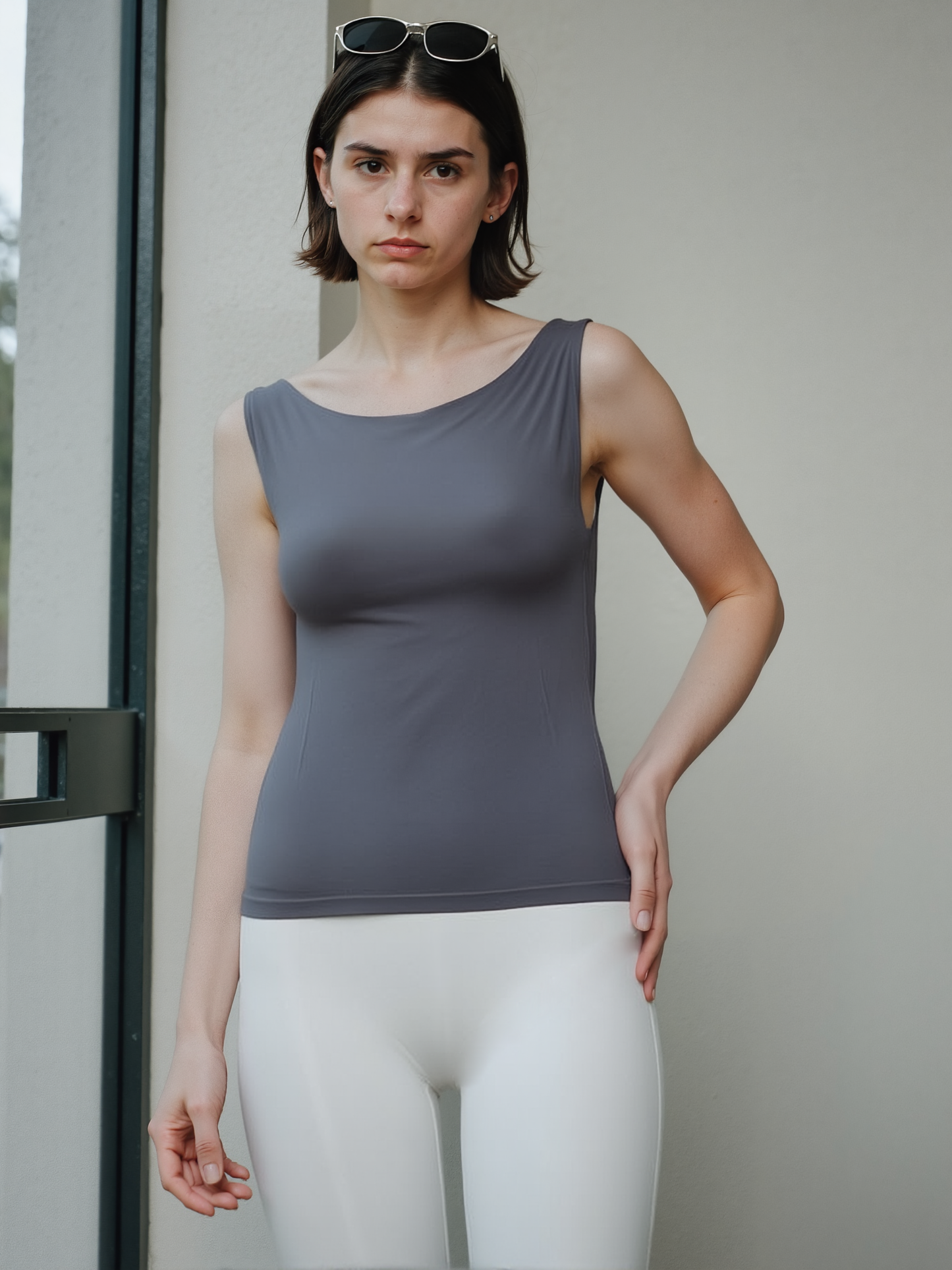 polyamid بدى ساده حريمي ياقه القارب