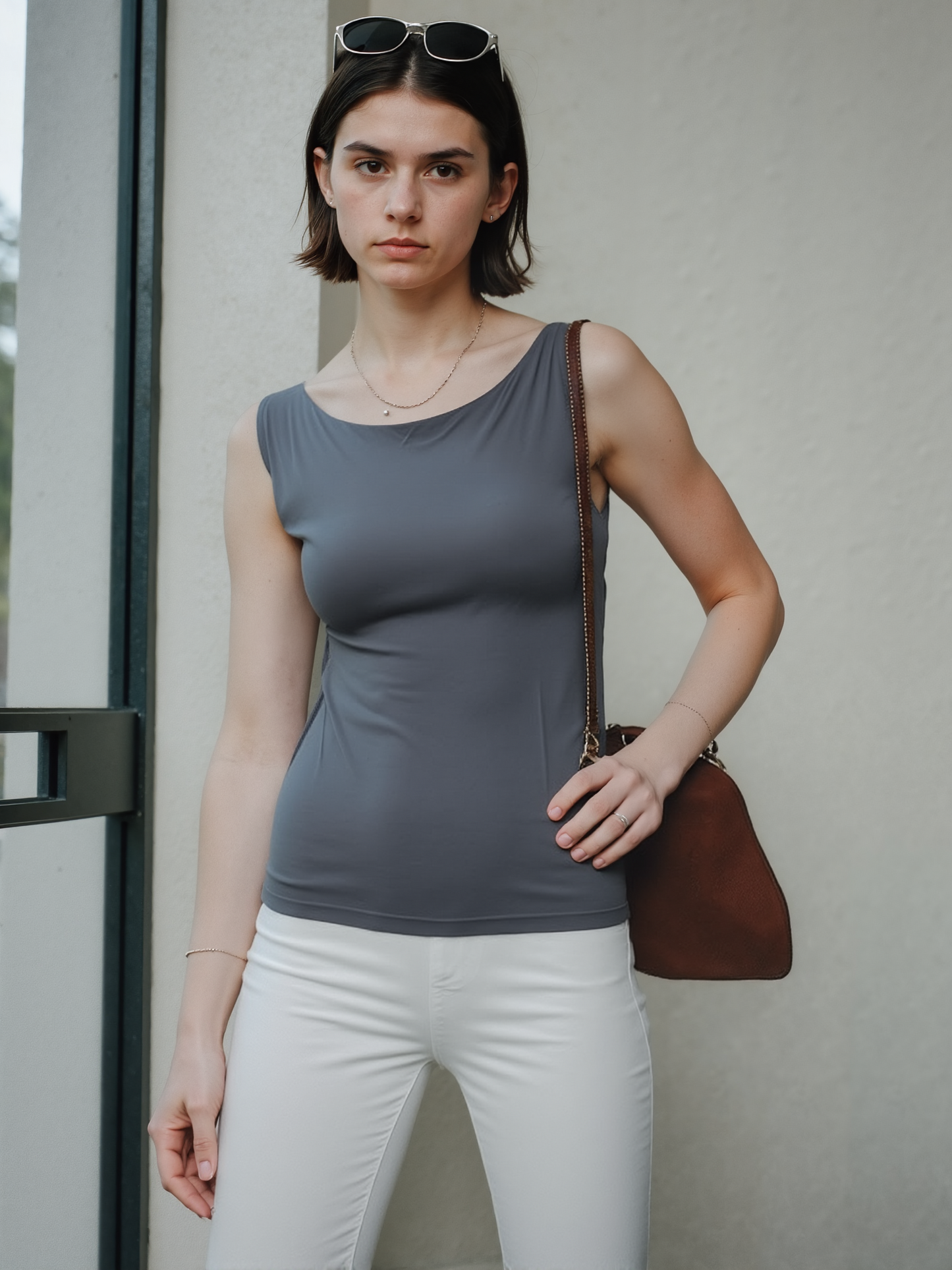 polyamid بدى ساده حريمي ياقه القارب