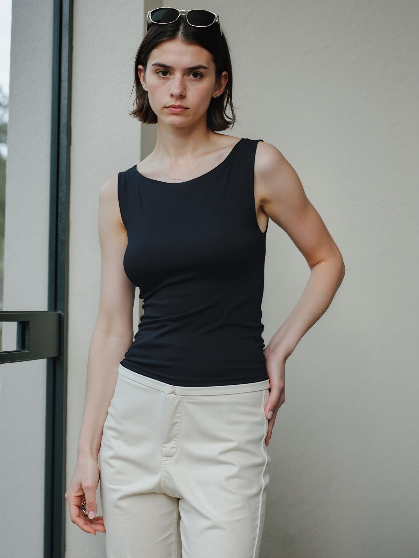 polyamid بدى ساده حريمي ياقه القارب