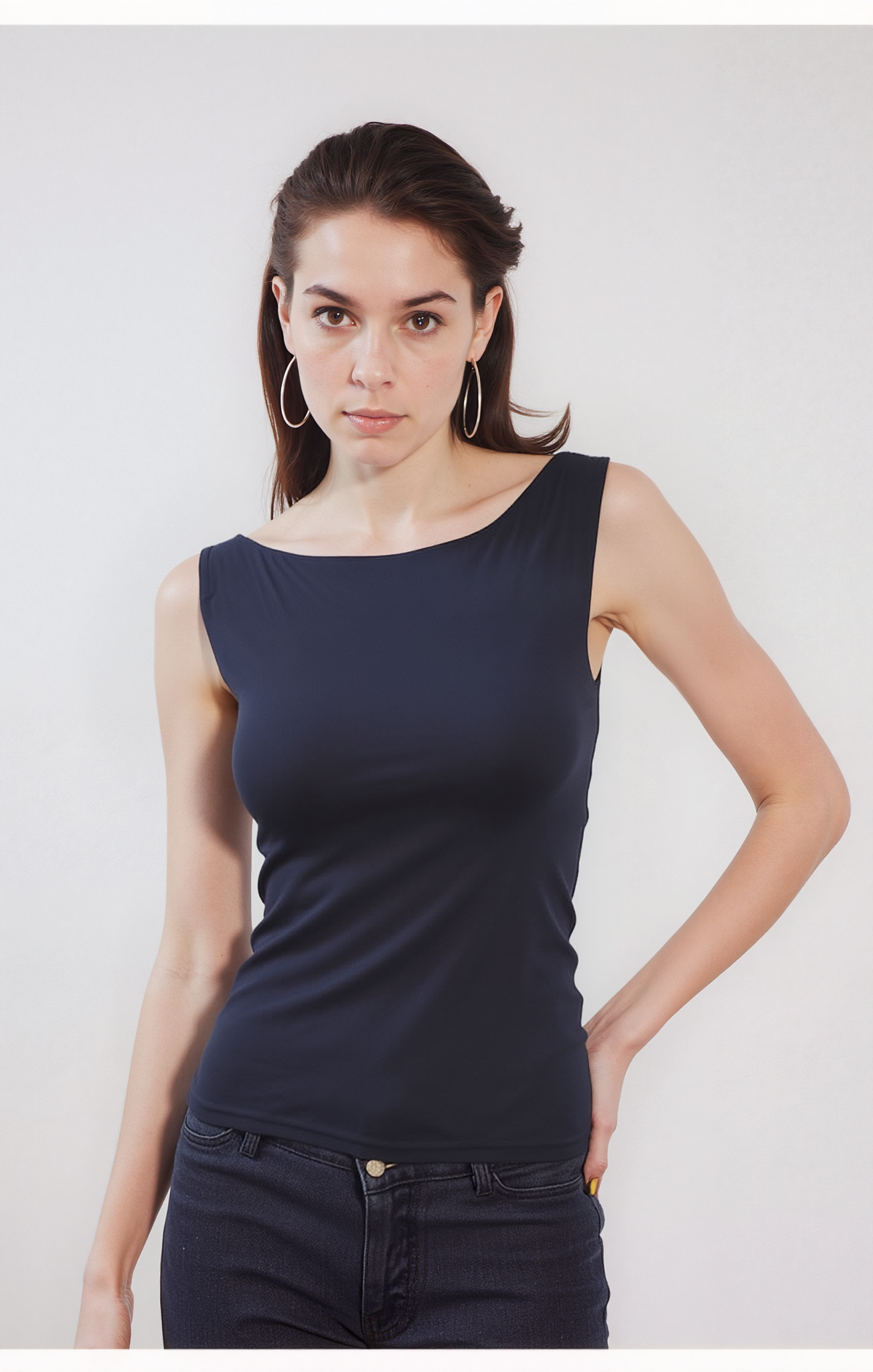 polyamid بدى ساده حريمي ياقه القارب