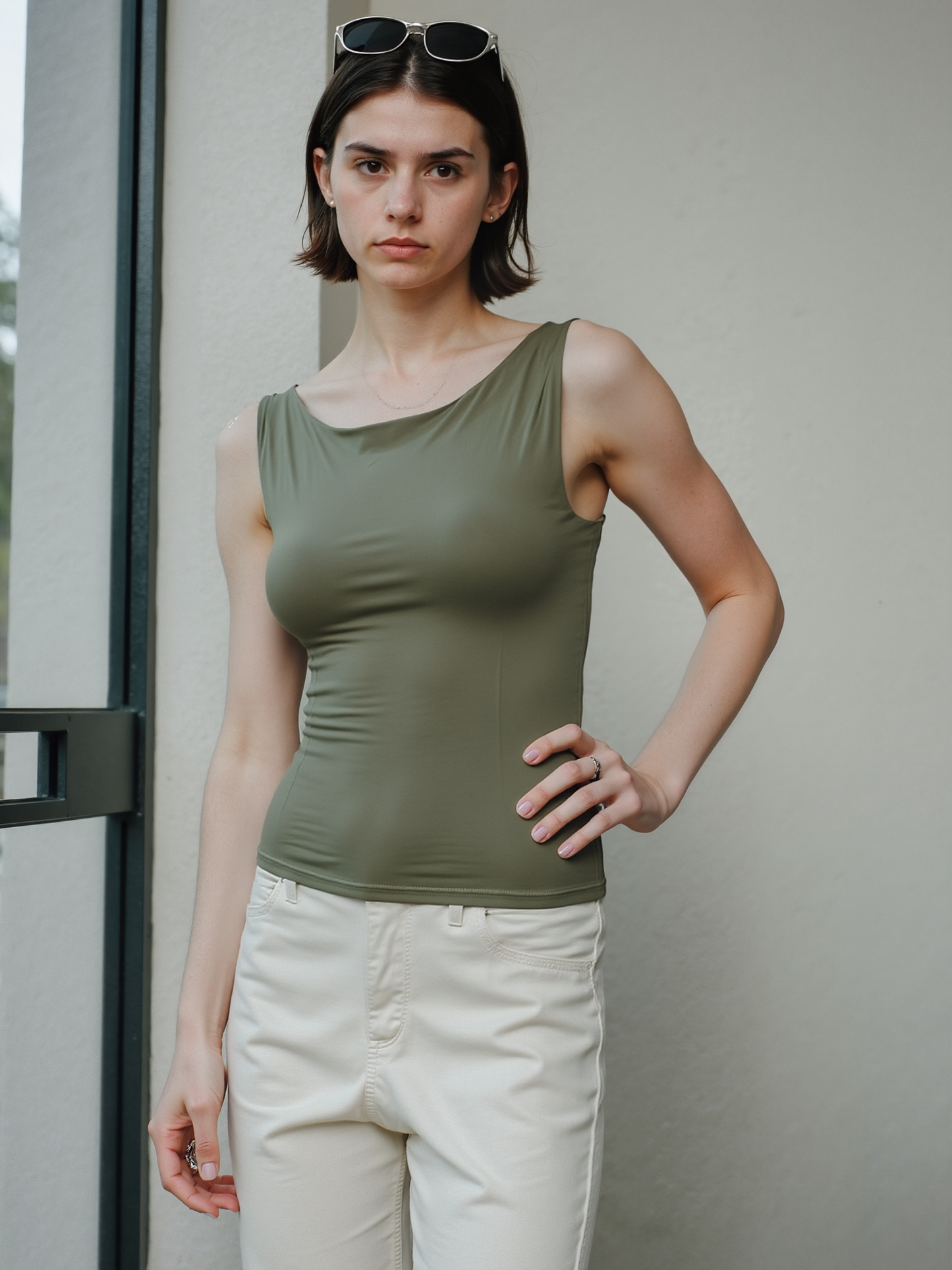 polyamid بدى ساده حريمي ياقه القارب