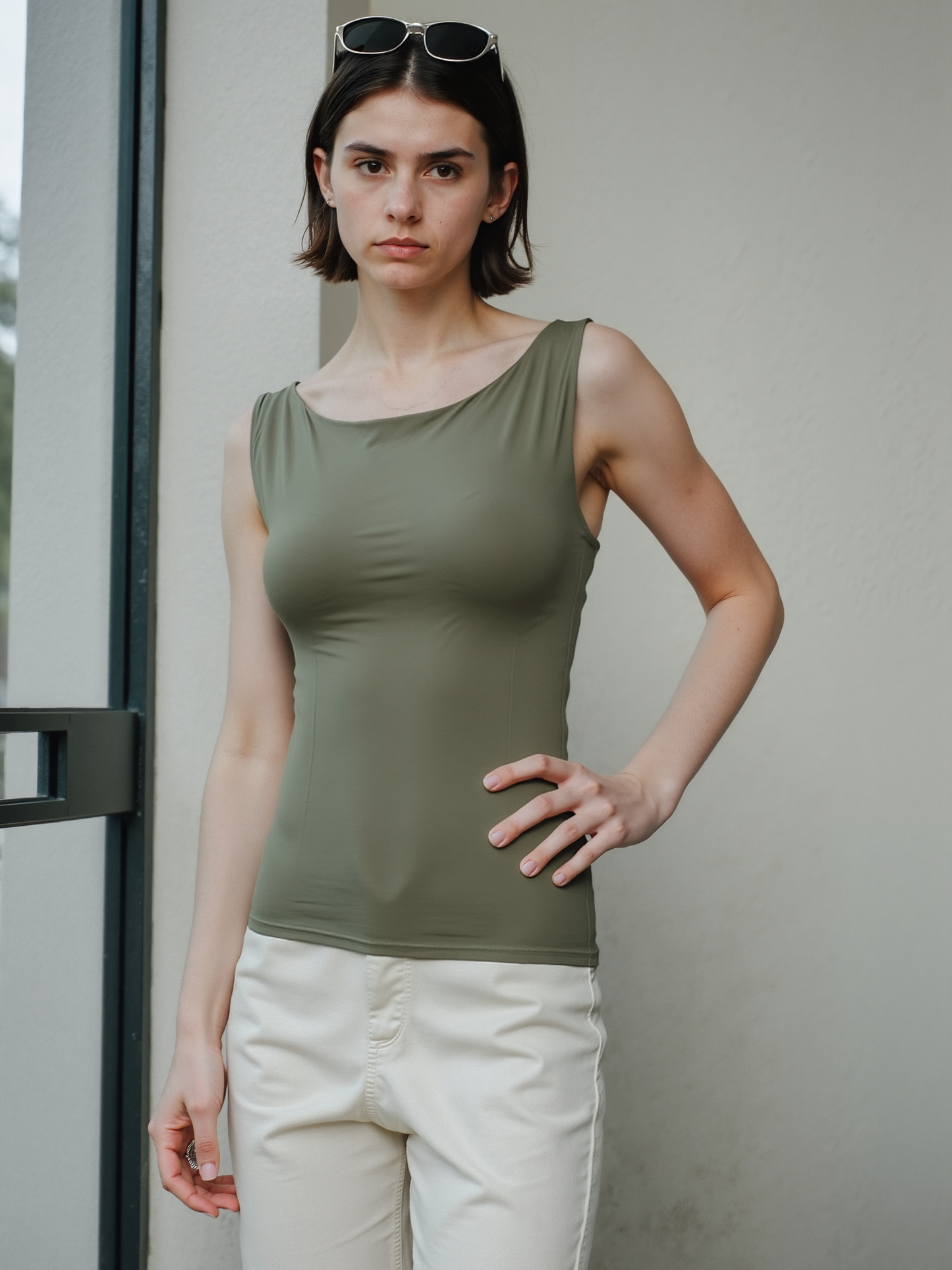 polyamid بدى ساده حريمي ياقه القارب