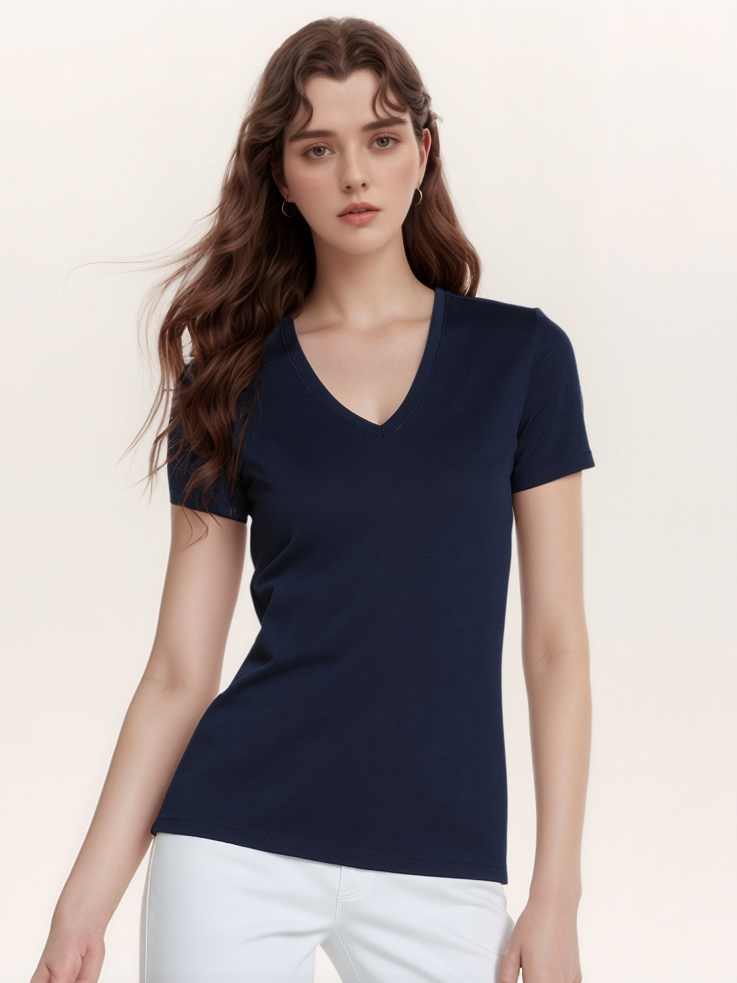 Lands End V ني شيرت بيزك حريمي