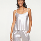 Women's satin pajamas, suspender T-shirt and pants
