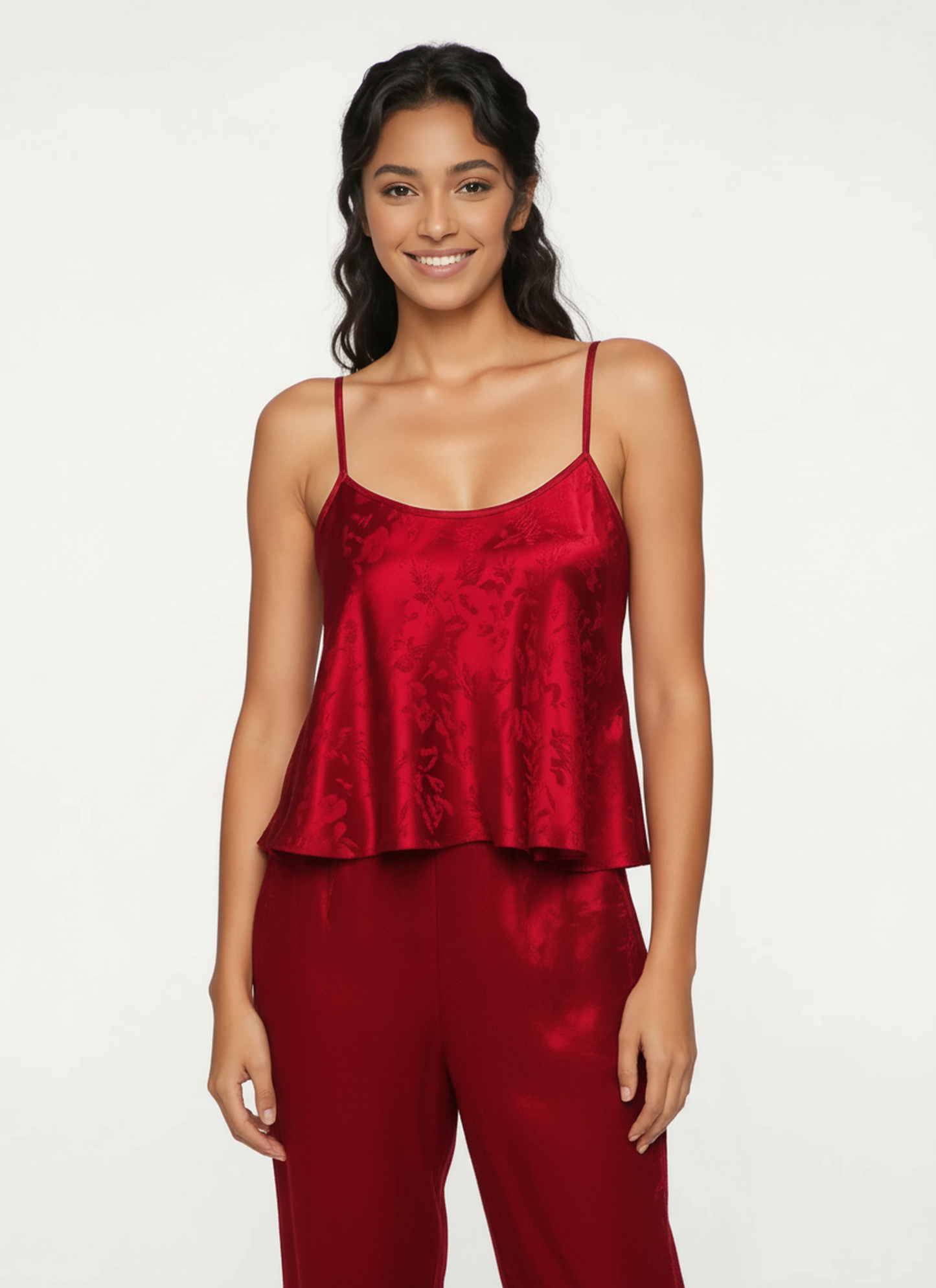 Women's satin pajamas, suspender T-shirt and pants
