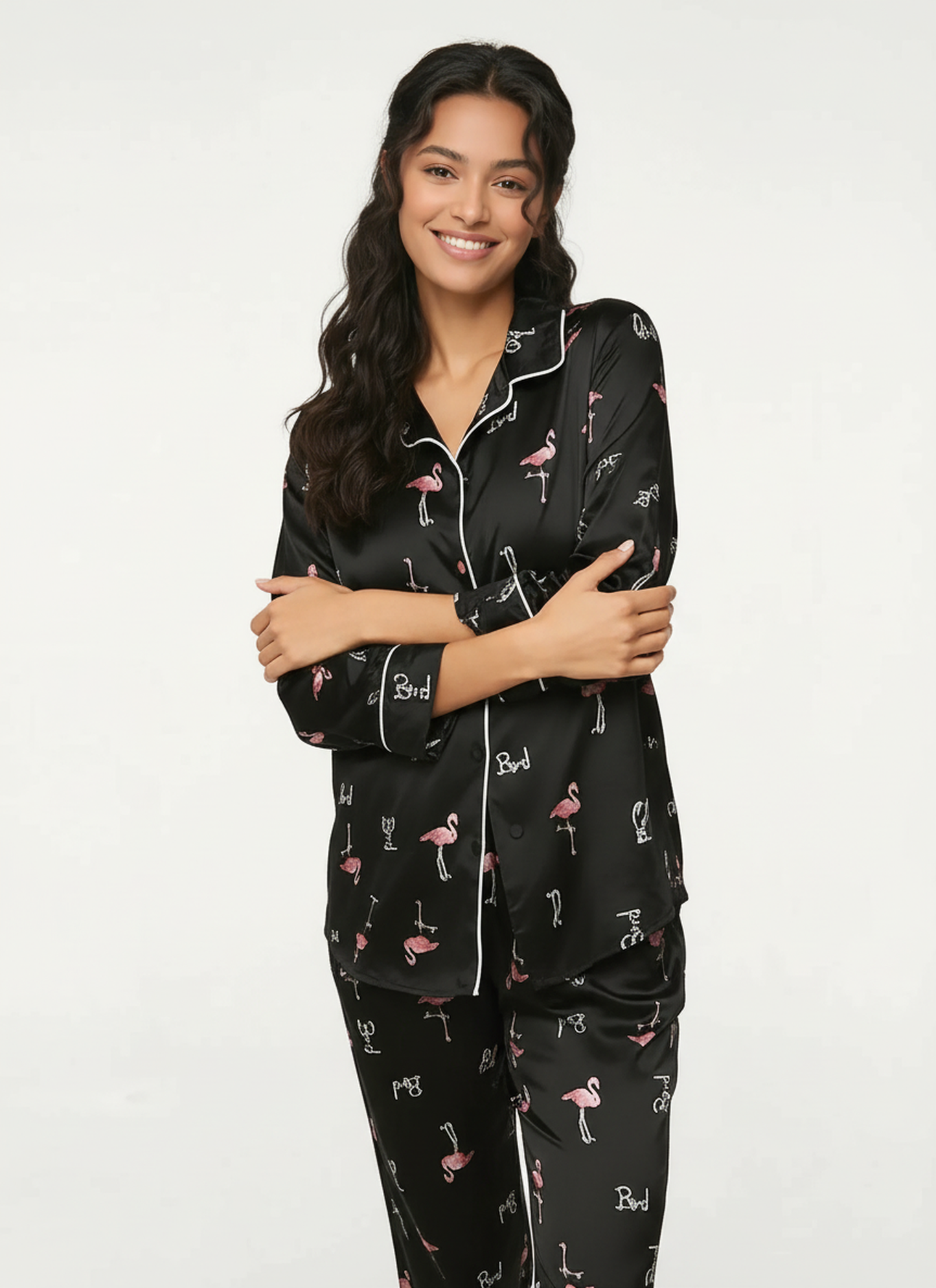 Women's pajamas with a flamingo sleeve