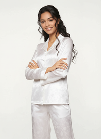 Women's classic satin pajamas with buttons