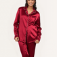 Women's pajamas, classic satin, plain with buttons