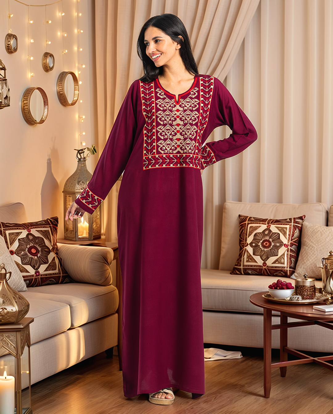 2 Plain Embroidered Viscose Shirts with Sleeves