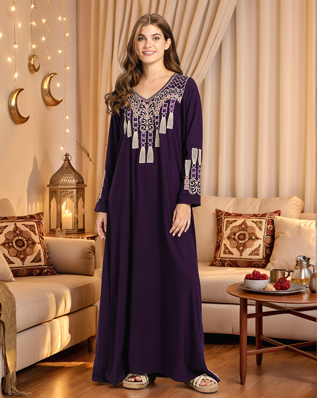 4 قميص داكرون سادة مطرز بكم