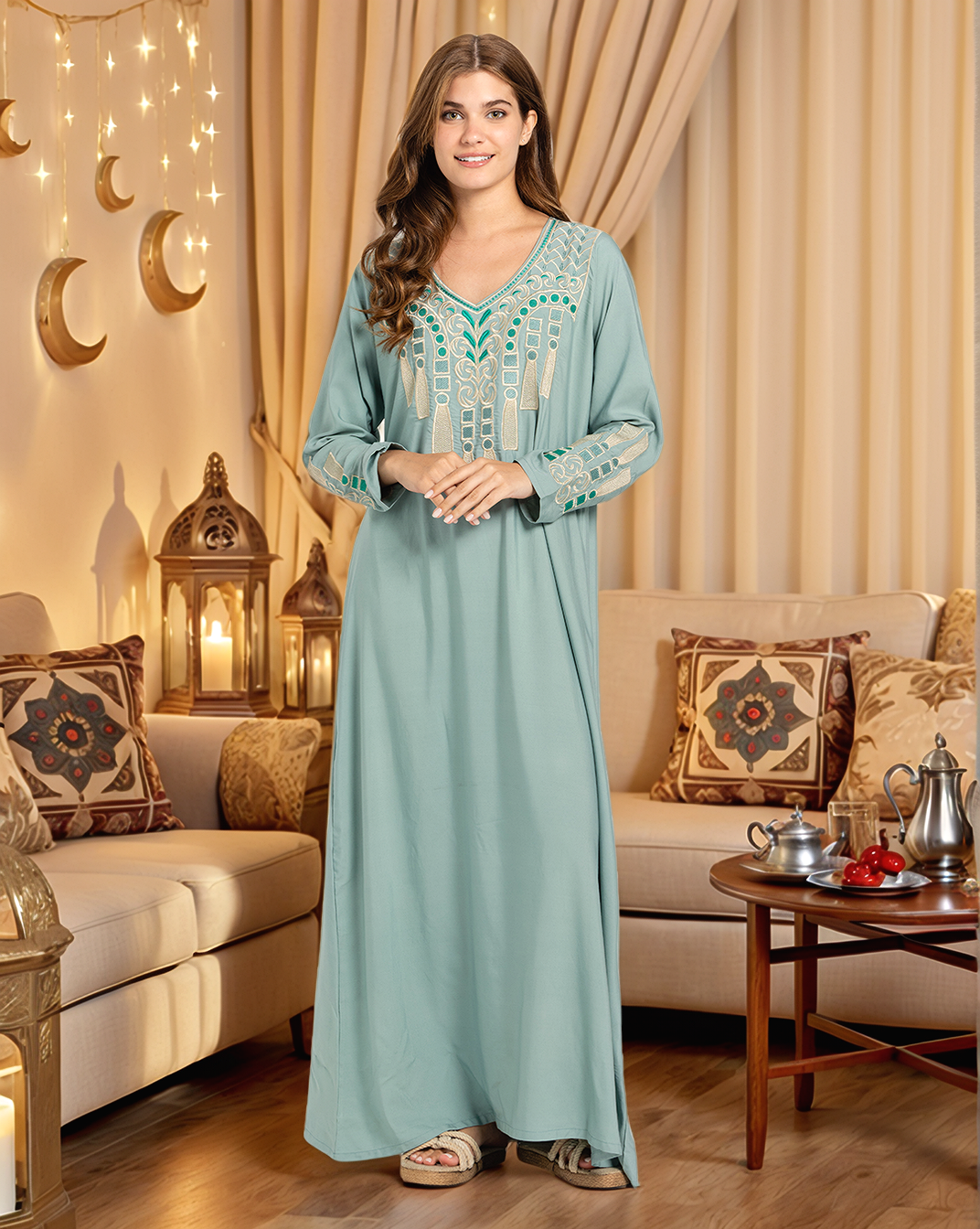 4 قميص داكرون سادة مطرز بكم