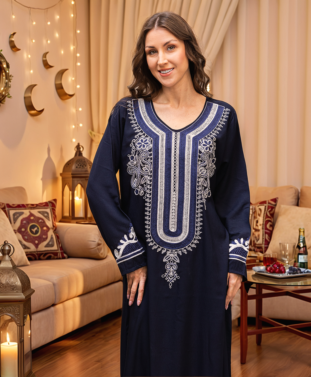 1 قميص داكرون سادة مطرز بكم