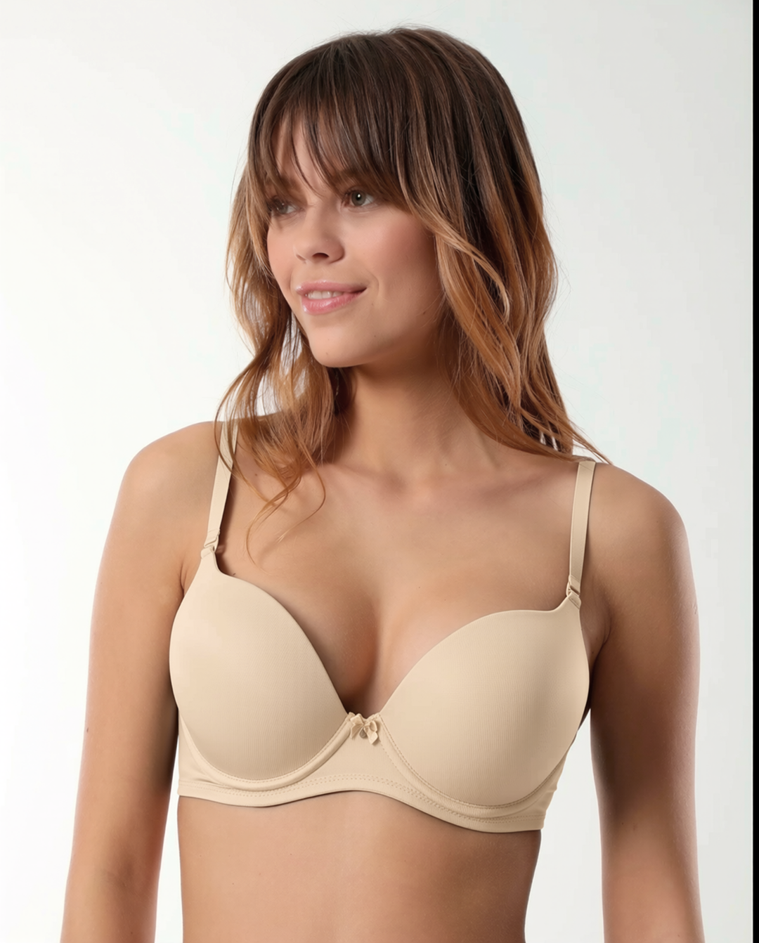 Women's bra full push-up cap with patterned lace