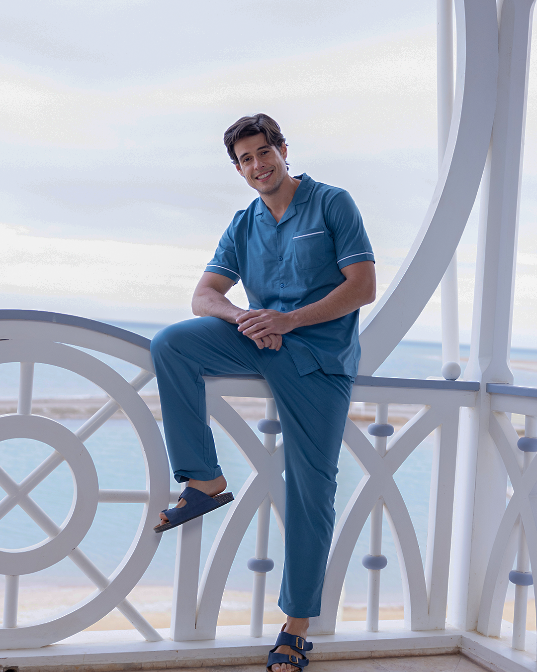 بيجاما كلاسيك قطن بزراير