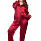 Women's pajamas, classic satin, plain with buttons