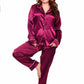 Women's pajamas, classic satin, plain with buttons