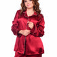 Women's pajamas, classic satin, plain with buttons