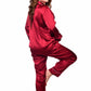 Women's pajamas, classic satin, plain with buttons