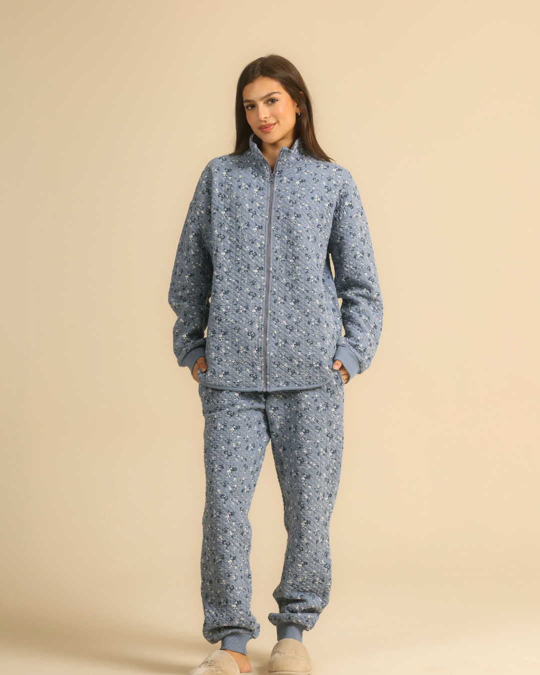 Floral Quilted Women Pajama in snow Colors