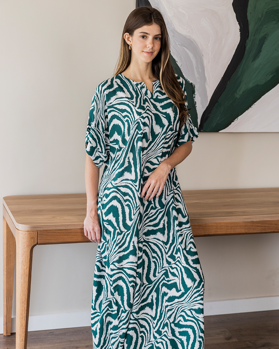 قميص فسكوز مشجر نص كم 117