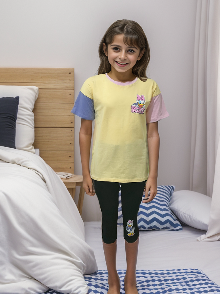 Daisy Duck بيجاما اطفالي بناتي نص كم وليجنج