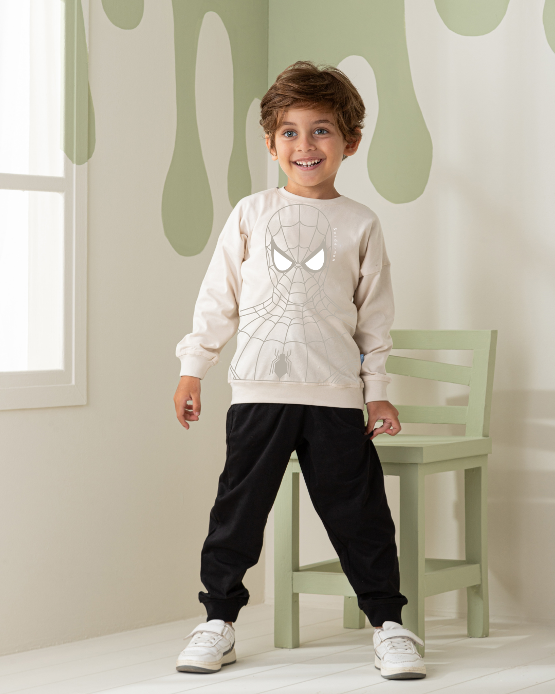 Spiderman Outline بيجاما أولادي كُم طويل