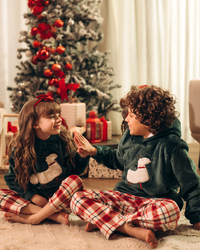 Merry Christmass بيجاما اولادي وبناتي بكابيشون بولار * فييلا