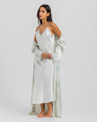 Long shirt with printed satin robe