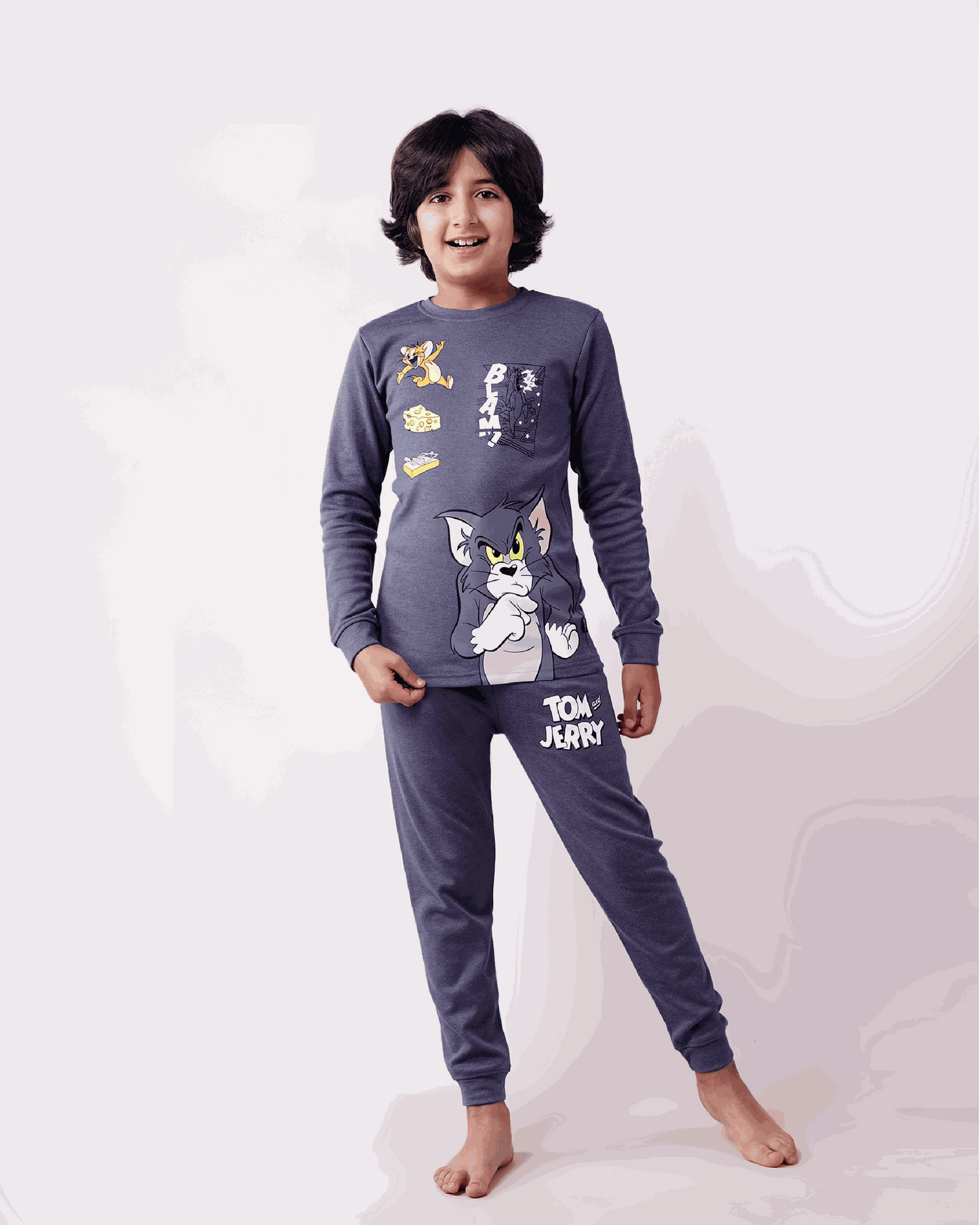 Tom and jerry heater set - interlock - printed top and pants