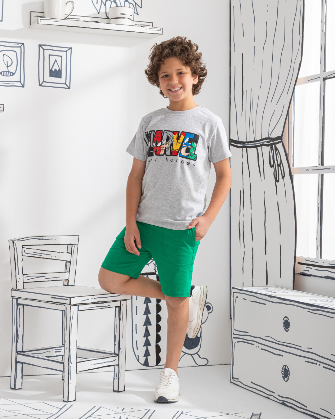 Marvel heroes بيجاما أولادي نُص كُم