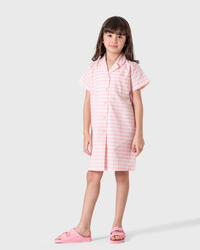 Classic striped girls' nightgown in shades of pink