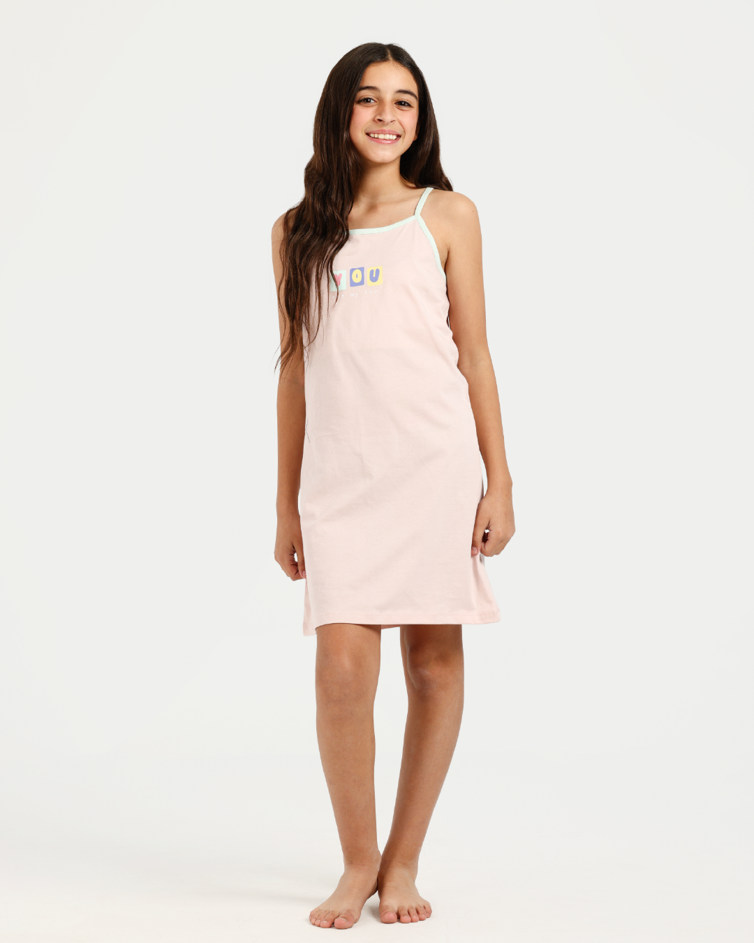 قميص نوم بناتي بلون العلكة الزاهي