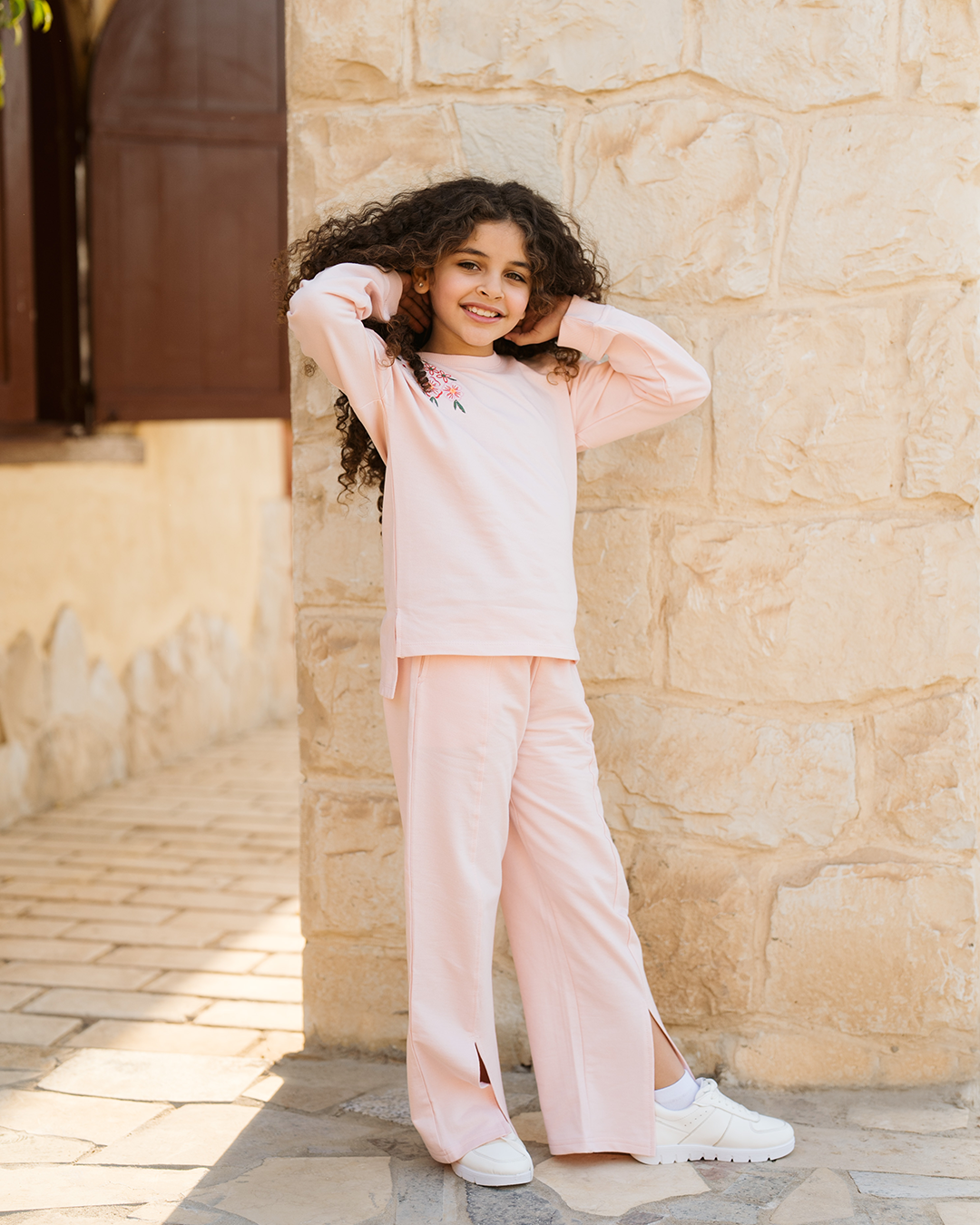 Floral girl بيجاما بناتي بكم و بنطلون