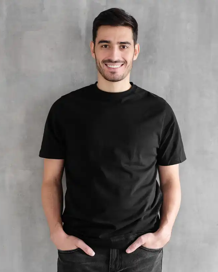 Plain half sleeve men's T-shirt