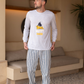 Daffy Duck Men's Long Sleeve Cotton Pajamas * Summer Melton Stripe Pants