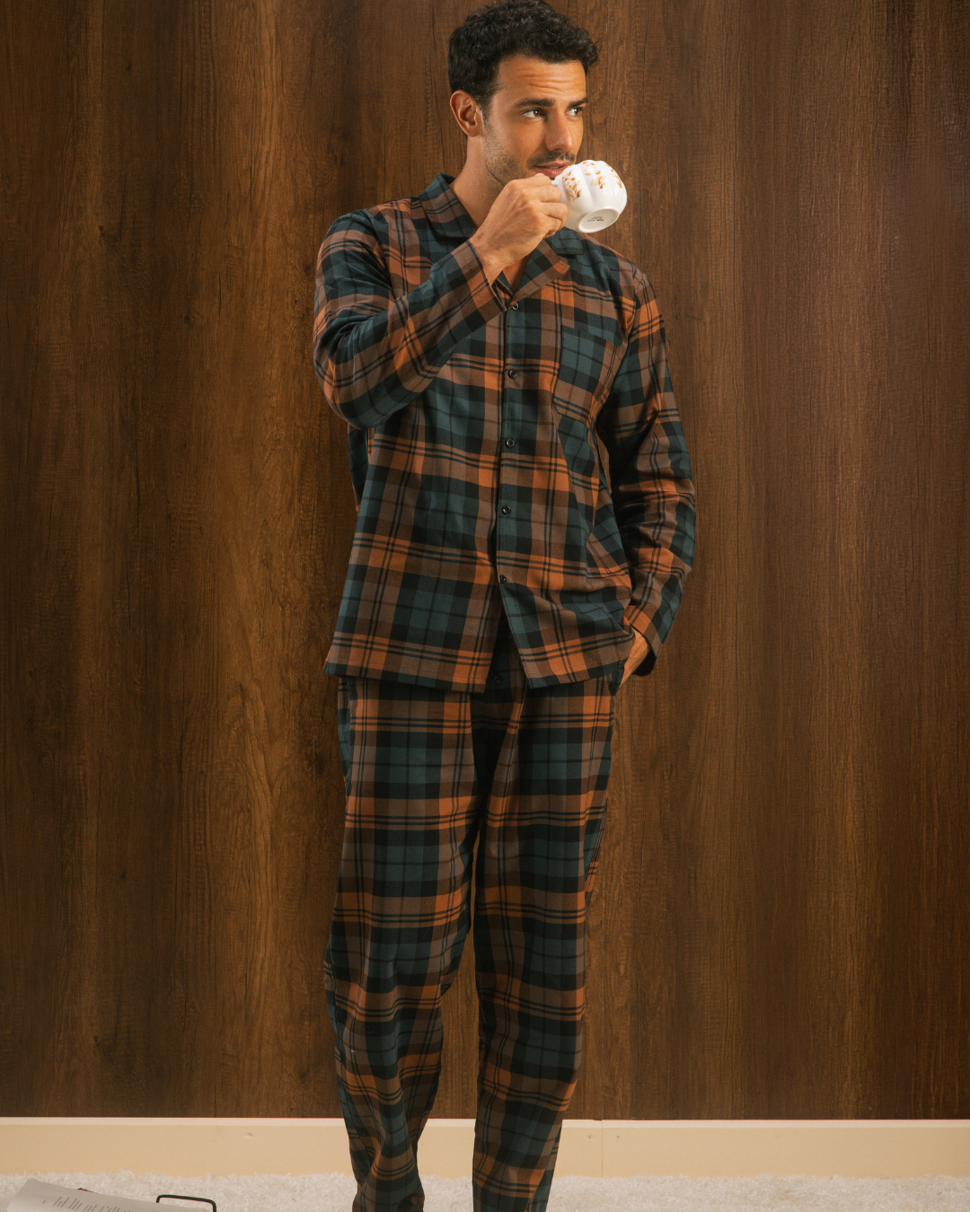 A Classic man pajama in warm colors