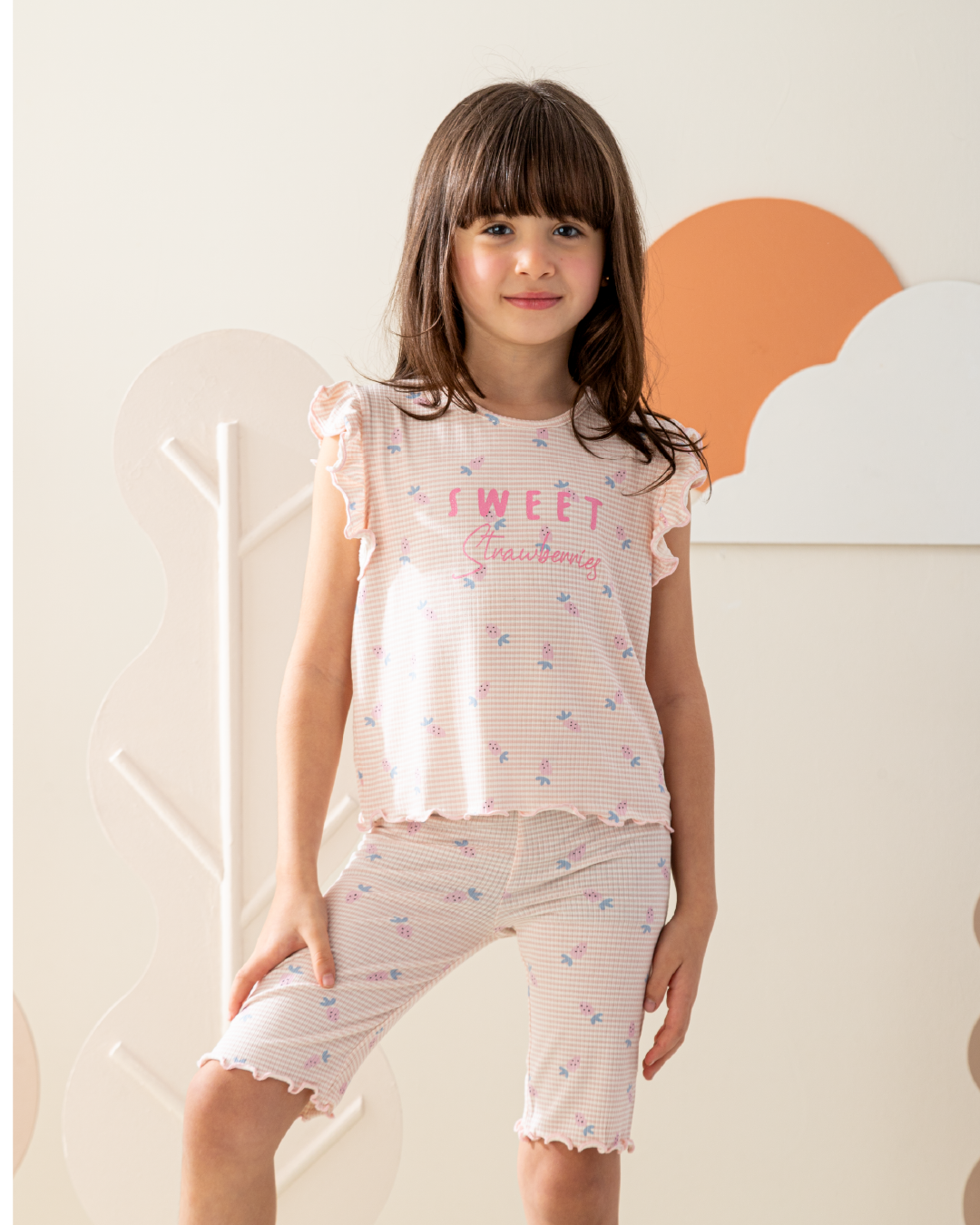 بيجاما كُم كورنيشة ريب قطن فراوله