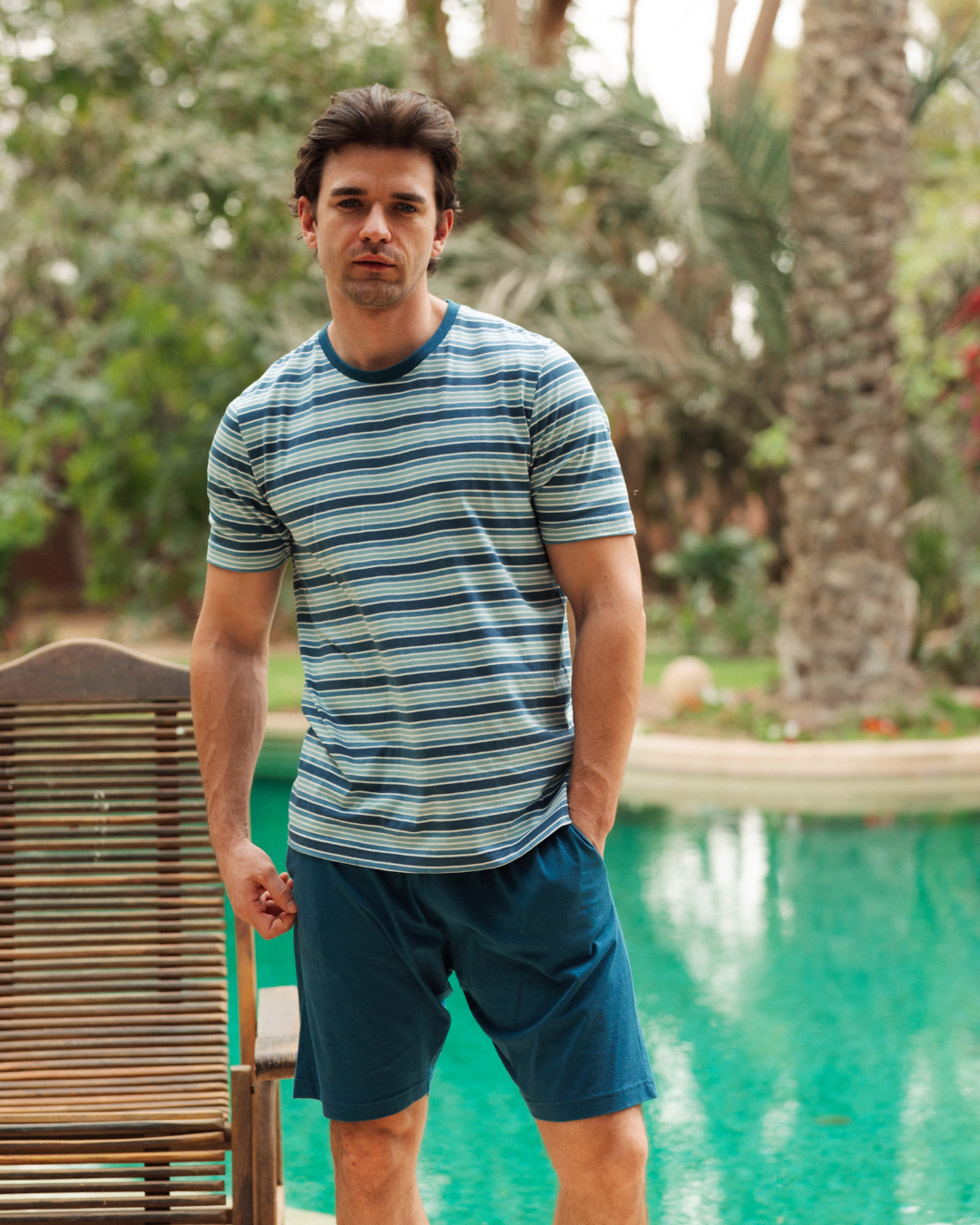 بيجاما رجالى سترايبر نصف كم و شورت ساده