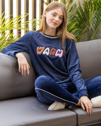 Women's velor pajamas with dotted print