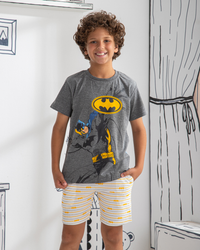 Batman stripe boys' half-sleeved pajamas and cotton shorts