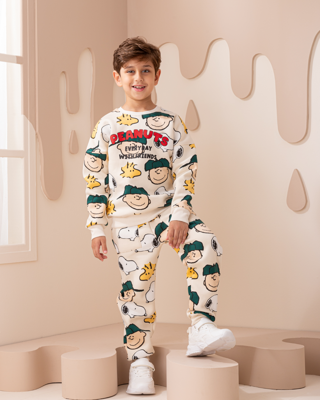 Peanuts with friends بيجاما أولادي كُم طويل