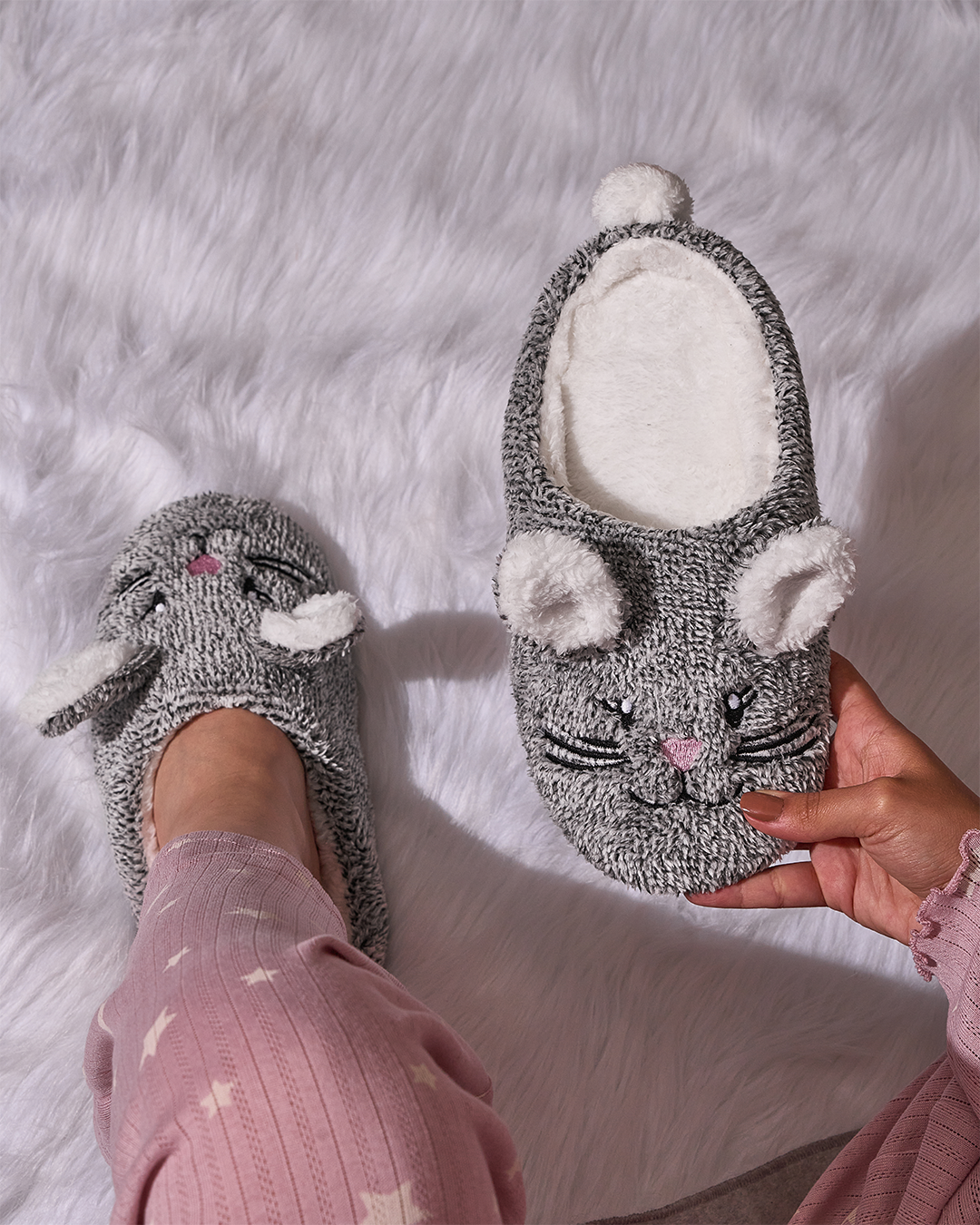 Chaussons femme marron