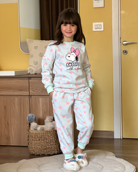 Snoopy with a bow girls long sleeve pajamas