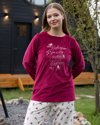 birds and wishes بيجاما حريمي قطيفة بوليستر كُم طويل