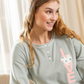 Love Women's Long Sleeve Pajamas with Hearts Print + Embroidery