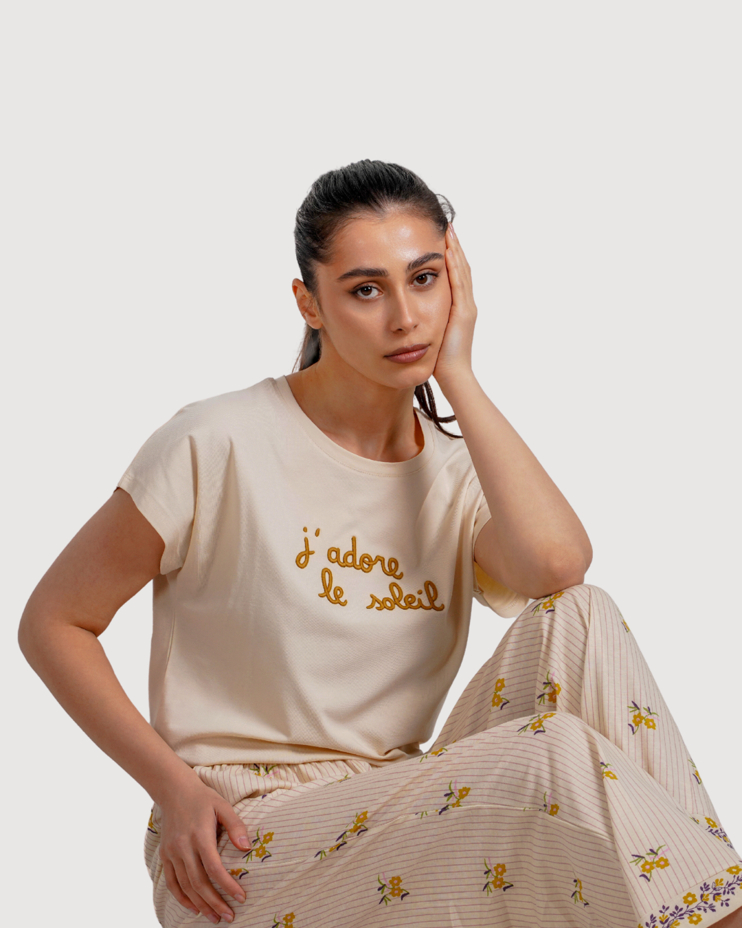 Women's Wide Leg Pants Pajama Set