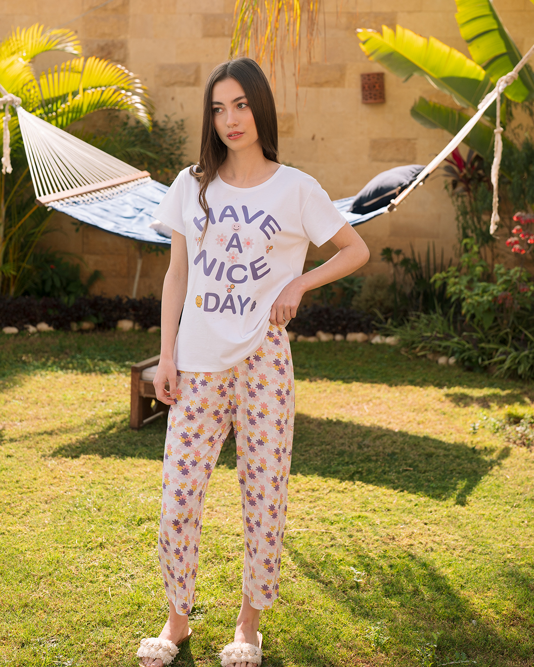 Women's pentacourt print pajamas