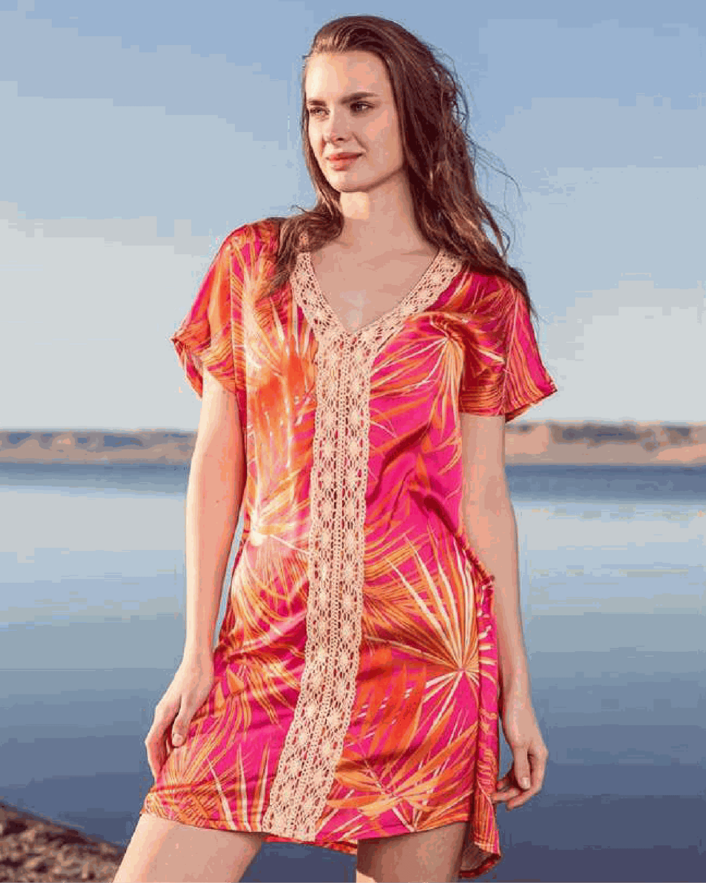 Lace length V night short women's shirt