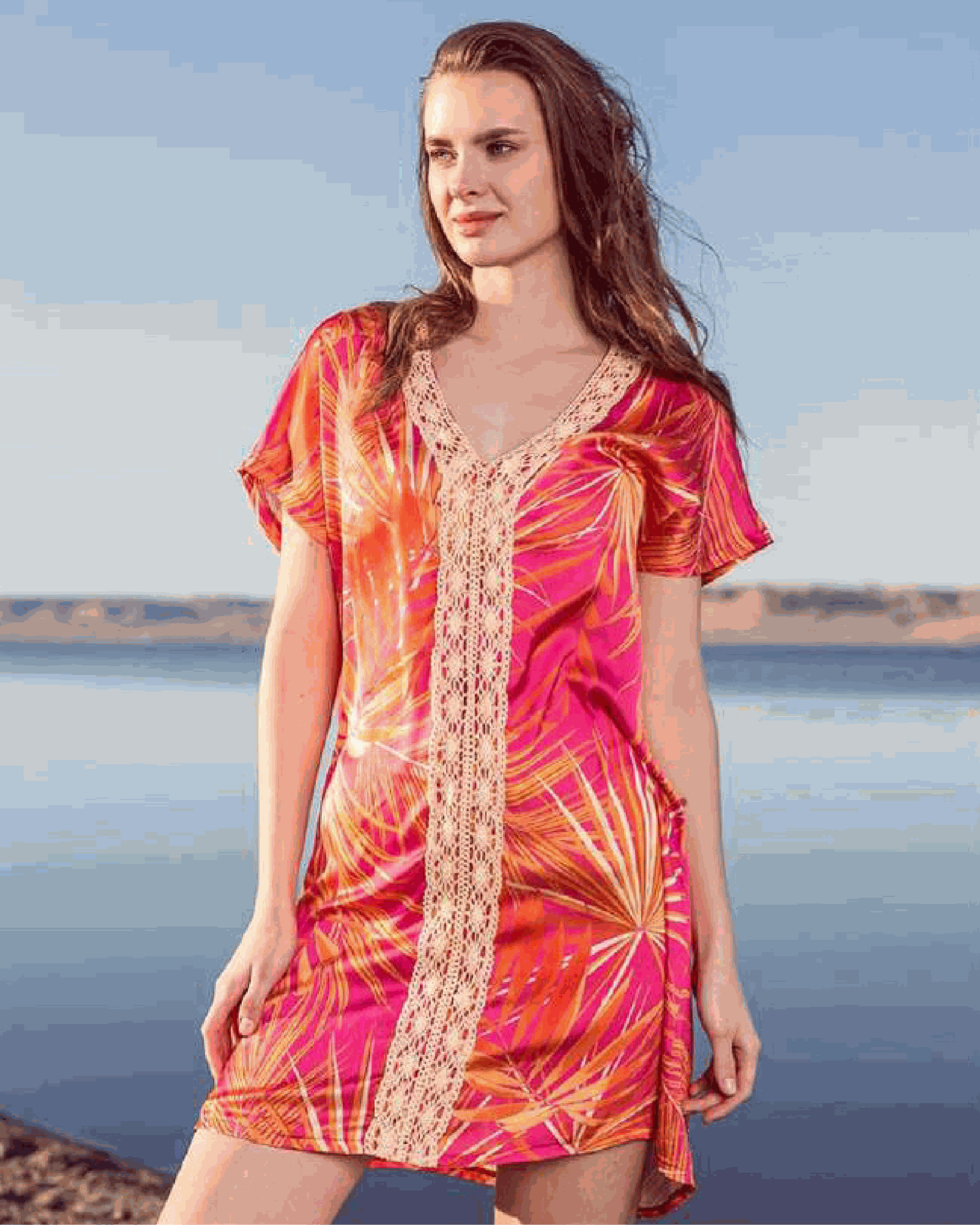 Lace length V night short women's shirt