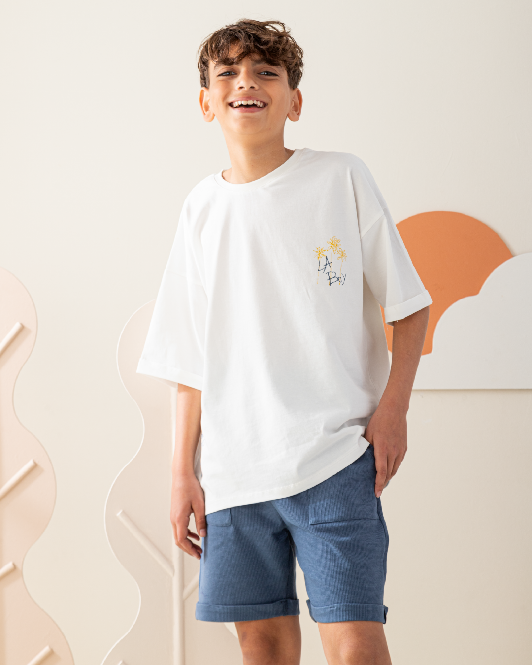 بيجاما شورت جاكارد و توب نص كم مع طباعه على الظهر